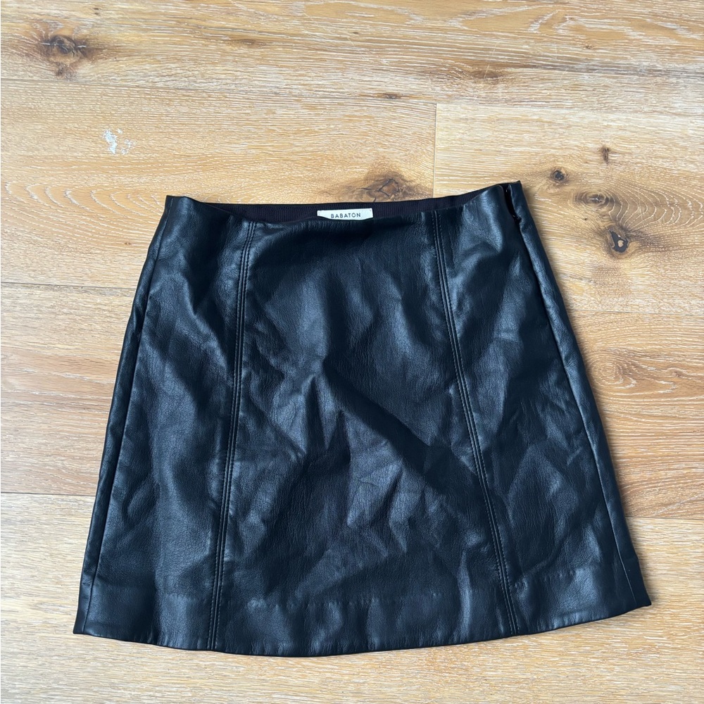 Babaton  Black Faux Leather Mini Skirt